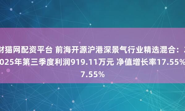 财猫网配资平台 前海开源沪港深景气行业精选混合：2025年第三季度利润919.11万元 净值增长率17.55%