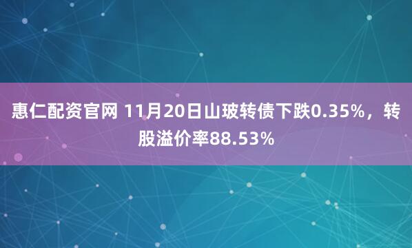 惠仁配资官网 11月20日山玻转债下跌0.35%，转股溢价率88.53%